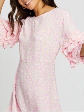 Faithfull The Brand Serafina Mini Dress Dusty Floral Pink Women's Size 6